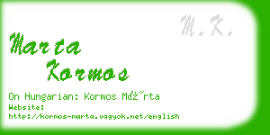 marta kormos business card